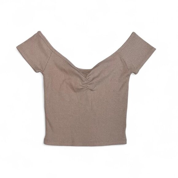 Brown Off Shoulder American Eagle Cropped Top - Picture 1 of 1